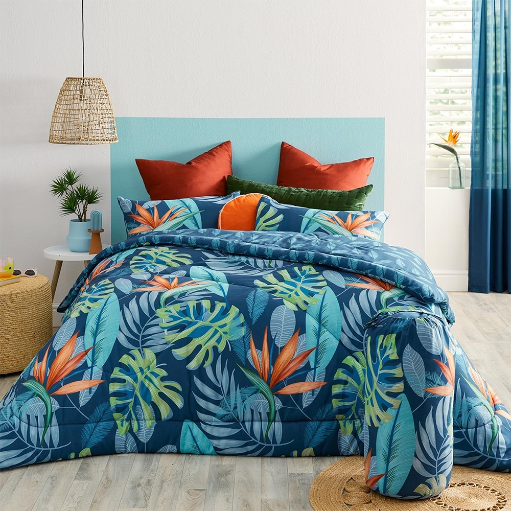 Tangent botanische palm bloemen bedrukte dekbedbundelset