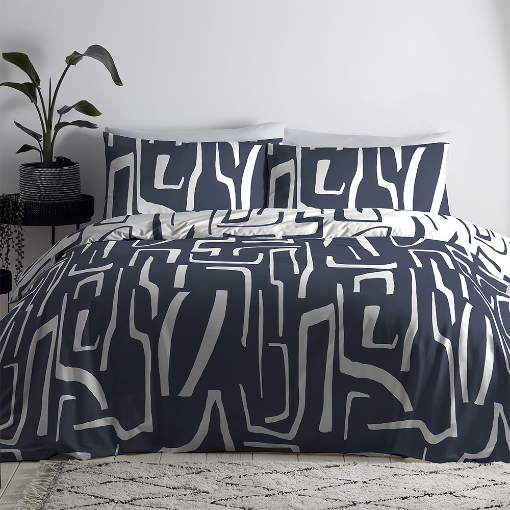 Adria dekbedovertrek met geometrische print, beddengoedset