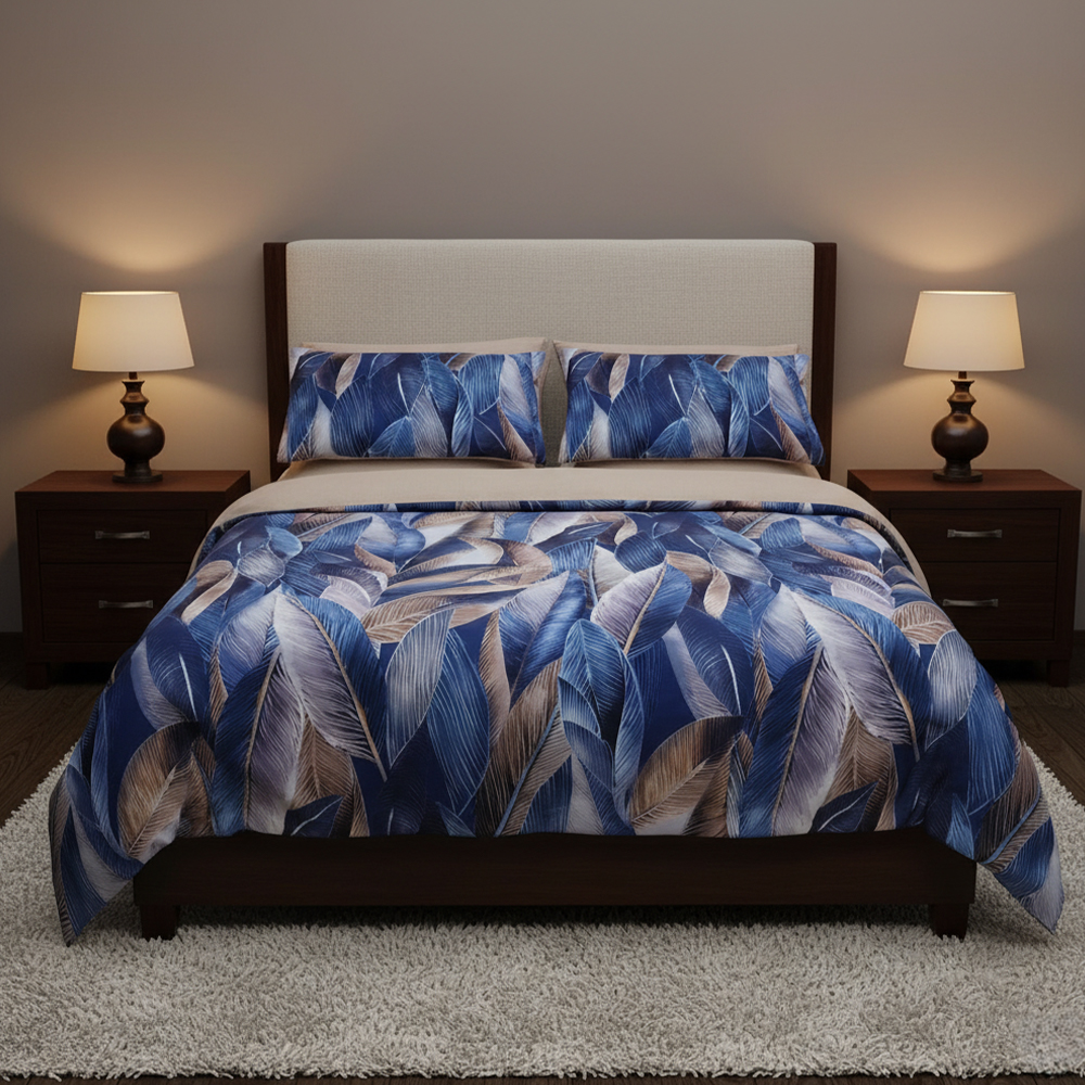Oliver Botanical Dekbedovertrek met tropische bladprint, dekbedovertrekset, beddengoedset