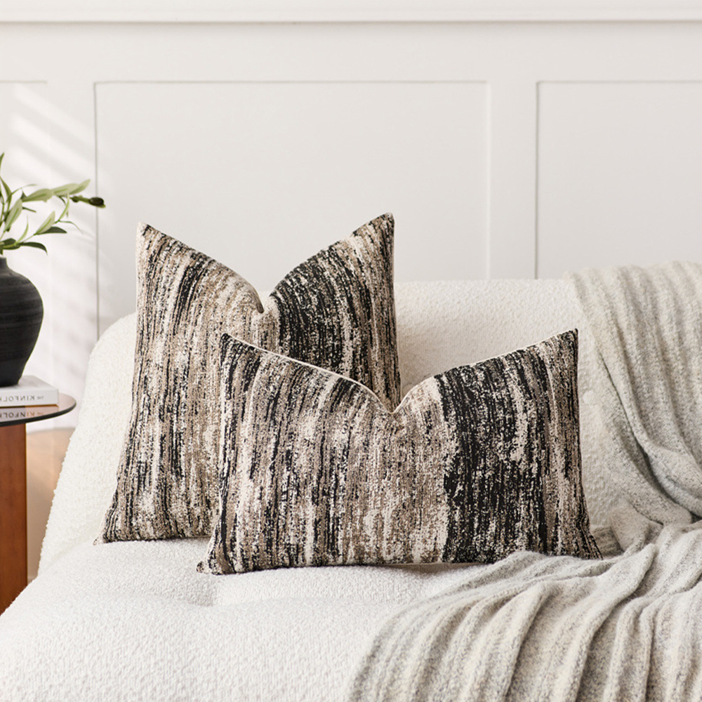 Neutraal penseelstreek Lumbale Chenille kussen deco kussen